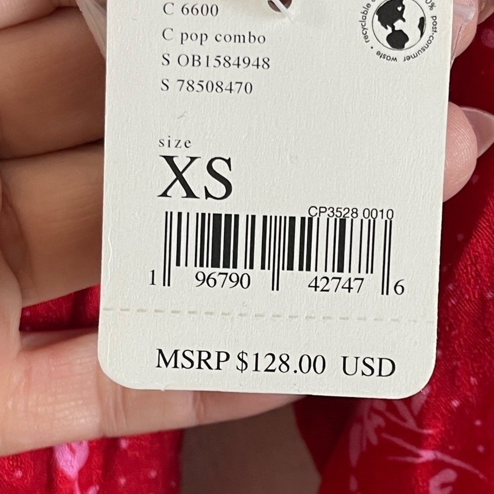 NWT Free People Red Floral Mini Dress - Picture 3 of 3